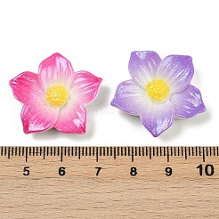 不透明な樹脂エナメルカボション  花  グリッターパウダー付き  ミックスカラー  26x26x6mm&nbsp;CRES-D308-07