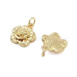 真鍮チャーム  カドミウムフリー＆鉛フリー  花のチャーム  丸カン付き  18KGP本金メッキ  16x13.5x4mm  穴：3mm&nbsp;KK-Q006-04G