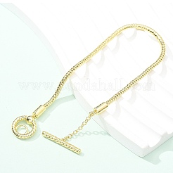 真鍮製スネークチェーンブレスレット（男性・女性用）  18KGP本金メッキ  19.5x0.28cm&nbsp;BJEW-G736-05G