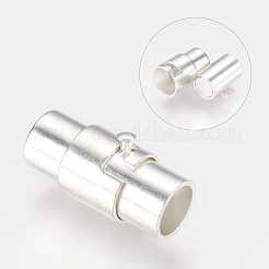 真鍮製ロッキングチューブマグネットクラスプ  コラム  銀  15x7mm  穴：4.8mm&nbsp;LS-MC077-S