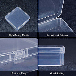 クリアプラスチックビーズ収納ケース  直方体の  透明  82x82x27mm  10個/セット&nbsp;CON-BC0004-62