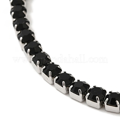 304ステンレススチールラインストーンカップチェーンブレスレット  ブラックダイヤモンド  7-5/8x1/8インチ（19.3x0.3cm）&nbsp;BJEW-S002-01E