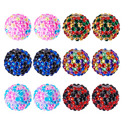 24 個 6 色の樹脂ラインストーンビーズ  ラウンド  ミックスカラー  20x18.5mm  穴：2.5mm  4個/カラー&nbsp;RESI-TA0003-98