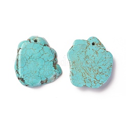 天然石ハウライトペンダント  染め  ナゲット  ターコイズ  32~42x31~34x5~6mm  穴：2mm&nbsp;TURQ-L031-020