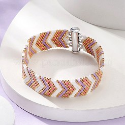 Seed Arrow Beaded Bracelet with Brass Magnetic Clasps&nbsp;BJEW-MZ00041