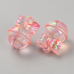 UVメッキアクリルペンダント  鐘  ライトコーラル  24x17.5mm  穴：2.5mm&nbsp;FIND-TAC0028-19