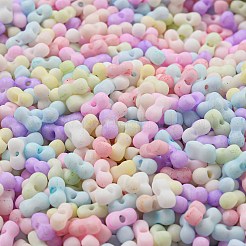 マカロンカラー不透明フロストガラスシードビーズ  ピーナッツ  カラフル  6x3x3mm  穴：1.2mm  約4000個/ポンド&nbsp;SEED-K009-12B-01