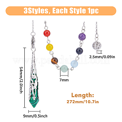 3Pcs 3 Style Gemstone Pointed Dowsing Pendulums&nbsp;FIND-FH0007-44