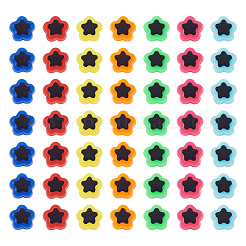 420個7色メッキ不透明アクリルビーズ  ライン入り  スター  ミックスカラー  9.5x10x5mm  穴：1.6mm  約60PCS /カラー&nbsp;OACR-TA0001-14