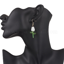 Stainless Steel Glass Flower Dangle Earrings&nbsp;EJEW-MZ00574-05