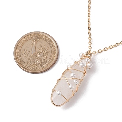 Natural Quartz Crystal Copper Wire Wrapped Pendant Necklaces&nbsp;NJEW-JN04959