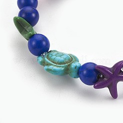 Synthetic Turquoise(Dyed) Beads Kids Stretch Bracelets&nbsp;BJEW-JB03889