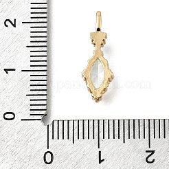 真鍮製ガラスチャーム  ハートチャーム付き菱形  14KGP本金メッキ  多面カット  紺碧  18.5x6.5x4.5mm  穴：3.5x2mm&nbsp;KK-U061-20G-02