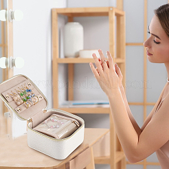 Portable Travel PU Leather Jewelry Storage Zipper Boxes with Handle&nbsp;CON-WH20005-28A