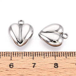 304ステンレススチールチャーム  ハートチャーム  変色防止  ステンレス鋼色  13.9x11.8x4.8mm  穴：1.6mm&nbsp;STAS-T065-80P