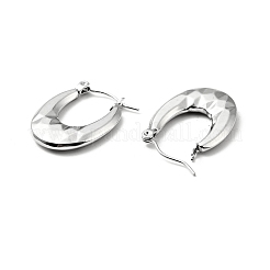 変色しない304ステンレススチール製チャンキーオーバルフープピアス（女性用）  ステンレス鋼色  23x17.5x3mm  ピン：0.8mm&nbsp;EJEW-A076-06P