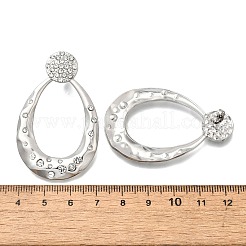 304ステンレススチールダングルスタッドピアス  ラインストーン付き  ティアドロップ  ステンレス鋼色  51.5x32mm&nbsp;EJEW-F361-23P
