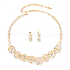 Flower Alloy Rhinestone Stud Earrings & Choker Necklaces Sets for Women&nbsp;FS-WG6F9DC-02