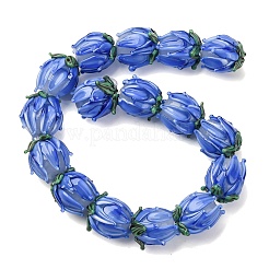 手作りランプワークビーズ  チューリップ  ブルー  13~14.5x13~15mm  穴：1.4mm&nbsp;LS-LAMP-F041-02A