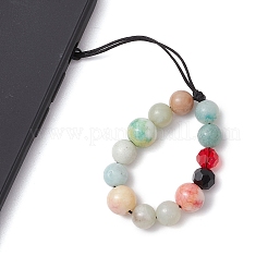 Natural Flower Amazonite with Glass Mobile Straps&nbsp;HJEW-JM02348