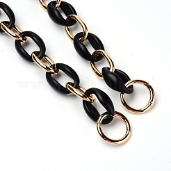 アクリルバッグハンドル  合金の留め金付き  バッグストラップ用交換アクセサリー用  ブラック  41.5cm&nbsp;FIND-WH0064-71C