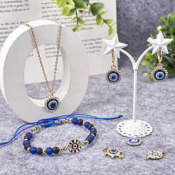DIY ナザールボンジュウジュエリー作成ファインディング キット  合金クリスタルラインストーンとコネクタチャームを含む  フラットラウンド＆カメ  ライトゴールド  13~24.5x14~23x1.5~4.5mm  穴：1.4~2.5mm  24個/箱&nbsp;FIND-TA0002-62