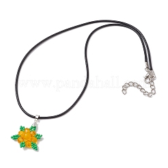 Natural Malaysia Jade Dyed & Glass Snowflake Pendant Necklaces&nbsp;NJEW-JN05054-02