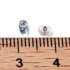 ガラスビーズ  オーバル  DIYブレスレットアクセサリー  雪  4x3x2mm  穴：0.8mm&nbsp;GLAA-U003-01P