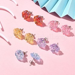 Resin Rose Stud Earrings&nbsp;EJEW-JE05267
