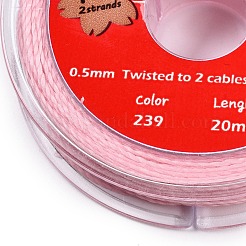 2本撚りの丸いワックスコットン糸コード  日本から輸入  ピンク  0.5mm  約21.87ヤード（20m）/ロール&nbsp;YC-T004-01A-29