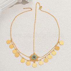 Elegant Zinc Alloy Vintage Flower Coin Tassel Hair Jewelry Brass Head Chains for Women Holiday and Party Wear&nbsp;YP6332