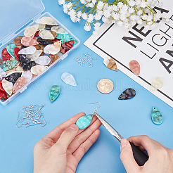 DIYイヤリング作成キット  80個入り8色アクリルティアドロップペンダント  天然石風  80個の鉄のピアスフック  100個のアイアンオープン丸カン  ミックスカラー  ペンダント：30.5x17x4mm  穴：1.8mm  10個/カラー&nbsp;DIY-FH0003-21