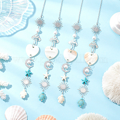 4Pcs Synthetic Turquoise Starfish Turtle Beads Hanging Suncatchers&nbsp;HJEW-CN0001-39
