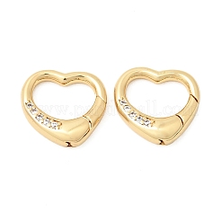 真鍮製マイクロペーブクリアキュービックジルコニアスプリングゲートリング  ハート  18KGP本金メッキ  16x18x4mm  穴：8x12.5mm&nbsp;ZIRC-F146-01B