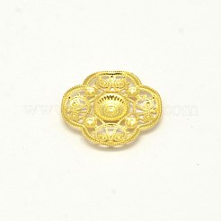 真鍮製フィリグリー透かしコネクター  花  ゴールドカラー  22x22x2mm&nbsp;KK-E710-80G