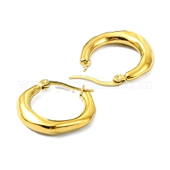 304ステンレススチールフープピアス  宝石の敵の女性  18KGP本金メッキ  ラウンド  21.5x4.5mm&nbsp;EJEW-K271-02D-G