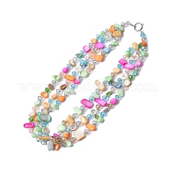 Shell Chip 3 Layer Necklaces&nbsp;NJEW-C072-01
