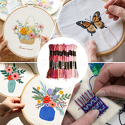6層ポリエステル刺繍フロス  クロスステッチの糸  セグメント染めグラデーションカラー/クリスマス/秋カラーシリーズ  カラフル  0.5~1mm  約8.75ヤード（8m）/バンドル  12束/セット&nbsp;OCOR-WH20074-15H