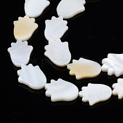 天然淡水シェルビーズ連売り  ハムサの手  貝殻色  15~16x12~13x3mm  穴：0.7mm  約26個/連  15.83インチ（40.2cm）&nbsp;SHEL-S278-04-A01