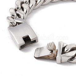変色しない304ステンレススチールカーブチェーンブレスレット女性用  ステンレス鋼色  9-1/2インチ（24cm）&nbsp;BJEW-E107-10P