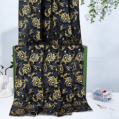 龍柄の綿生地  衣料品用  ブラック  1000x1500x0.4mm&nbsp;DIY-WH0579-96D