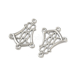 変色しない304ステンレススチール中空花シャンデリア部品リンク  ステンレス鋼色  20x13x0.5mm  穴：1mm&nbsp;X-STAS-R083-25