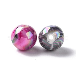 UVメッキレインボー虹色ABSプラスチックビーズ  波模様の丸  ミックスカラー  16mm  穴：2mm&nbsp;KY-G025-03
