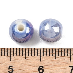 釉薬をかけた磁器製の丸いビーズ  光沢のあるセラミックビーズ  ABカラーメッキ  コーンフラワーブルー  8mm  穴：2mm&nbsp;PORC-S490-8mm-09