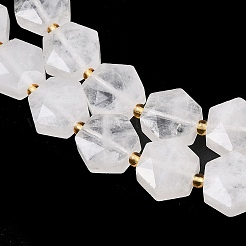 天然石クオーツクリスタルビーズ連売り  水晶  シードビーズで  ファセット六角形カット  六角  12x13~13.5x5.5~6mm  穴：1.2mm  約28個/連  15.55インチ（39.5cm）&nbsp;G-G144-A05-01