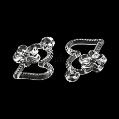 バレンタインデーの透明アクリルパーツ  ハートと花のチャーム  透明  24x26x4mm  穴：2.5mm  約602個/500g&nbsp;TACR-G048-02B