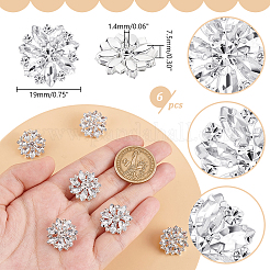 6Pcs 1-Hole Brass Rhinestone Shank Button&nbsp;AJEW-GA0006-90B
