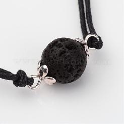 Adjustable Natural Lava Rock and Waxed Cotton Cord Bracelets&nbsp;BJEW-JB02333-01