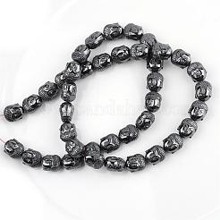 非磁性合成ヘマタイトビーズ連売り  仏頭  ブラック  10x8.5~9x7mm  穴：1mm  約39個/連  15.7インチ&nbsp;G-R260-35