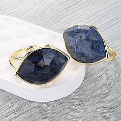 Horse Eye Natural Gemstone Cuff Rings&nbsp;RJEW-M076-04G